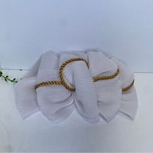 Vintage Philips White Accordion Pleated Hair Barrette With Gold Rope Detail